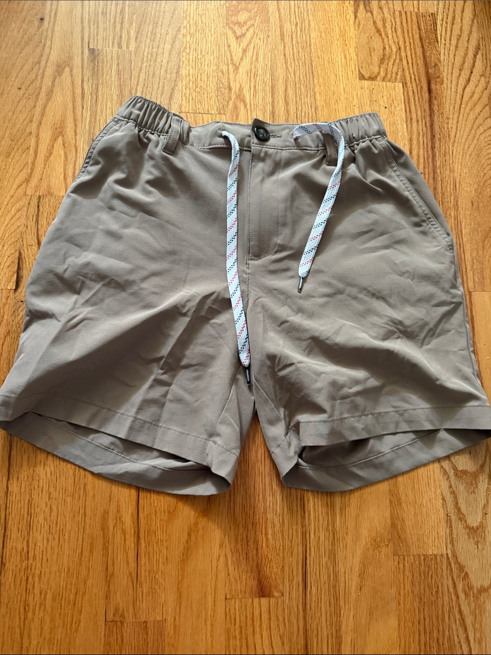 chubbies Taupe Hybrid Shorts with Striped Drawstring